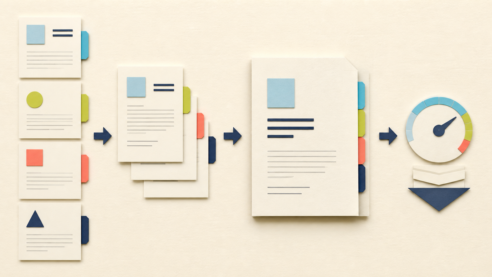 Several application documents being ordered into one final packet and checked for file size.
