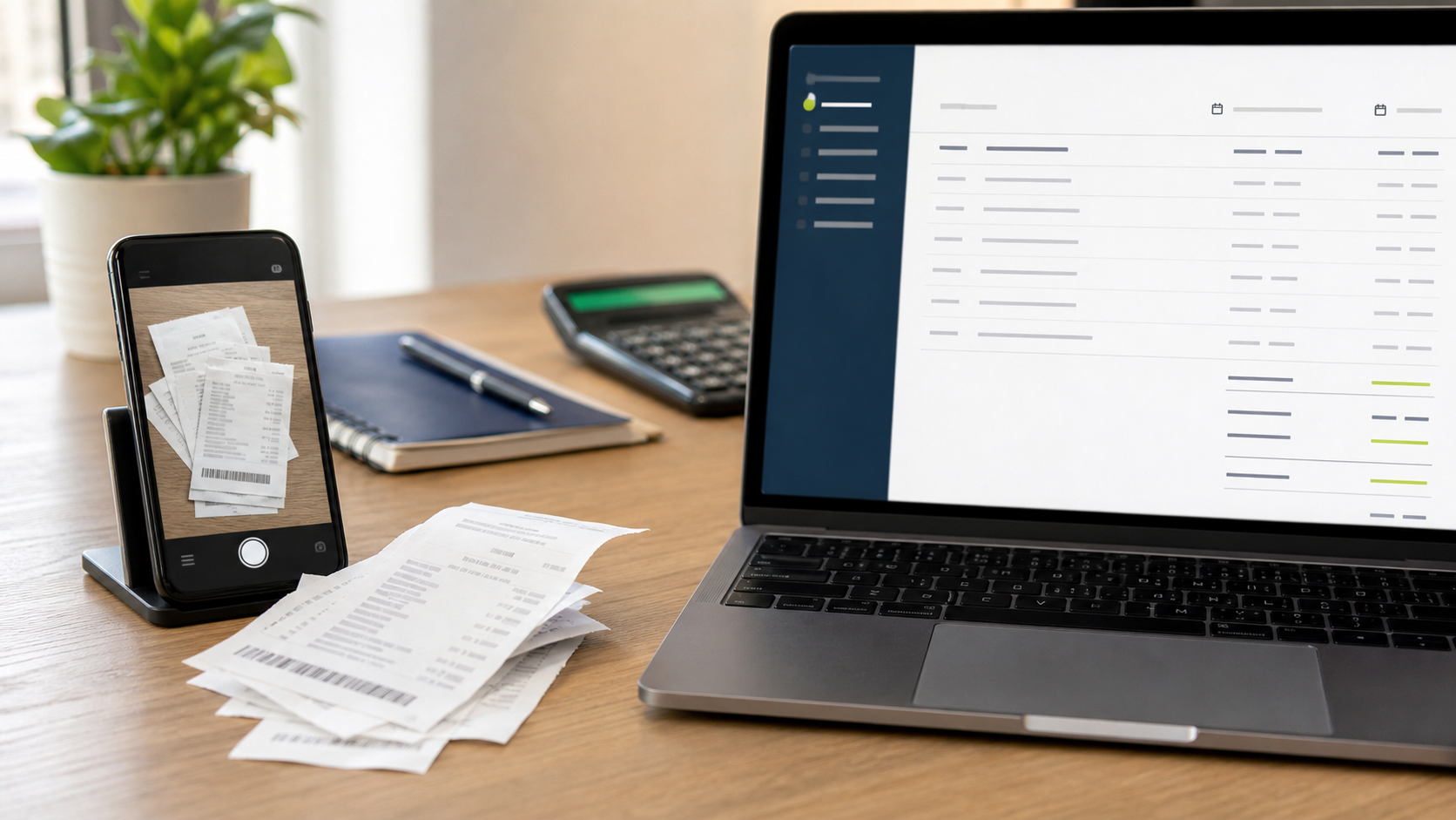 A receipt OCR workflow that highlights totals, dates, vendor names, and a final manual review.